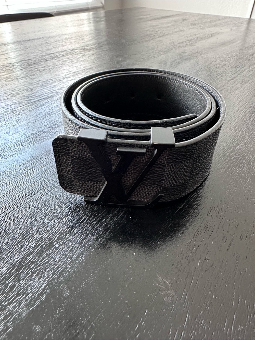 Louis Vuitton Black Monogram Canvas Belt with Black LV Buckle